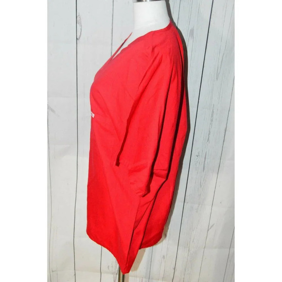 Cherokee Women's Red Short Sleeve Scrub Shirt - Picture 3 of 6